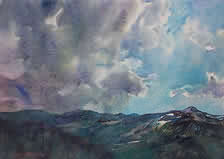 Clouds across Kosciuszko, watercolour