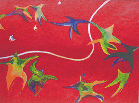 acrylic on paper, Kepler's Dream and the Language of Matisse