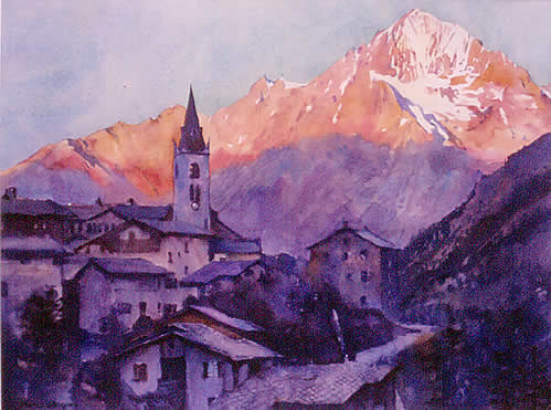 Lanslevillard, French Alpes, Watercolour