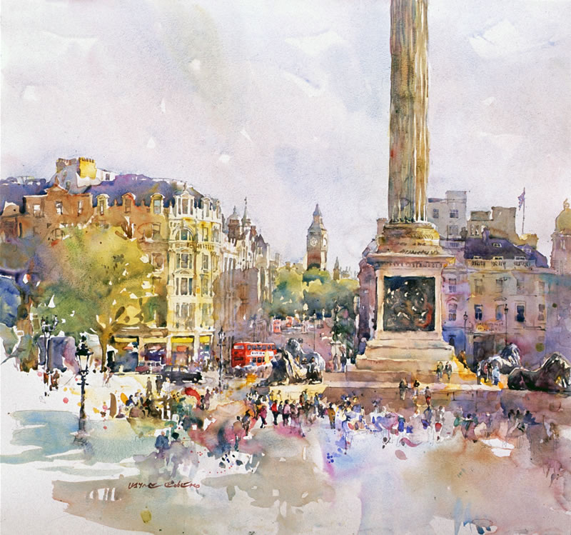 Trafalgar Square, watercolour